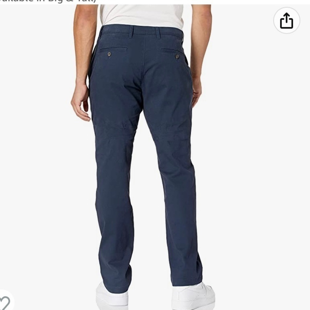 Amazon Essentials Men size 36 x 34 casual flat front blue classic chino pant NWT - Picture 2 of 11